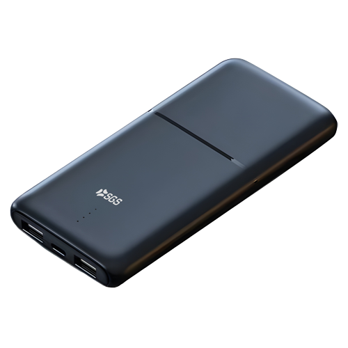 Powerbank Dual USB Output + Input Micro e TypeC 10000mAh - Black